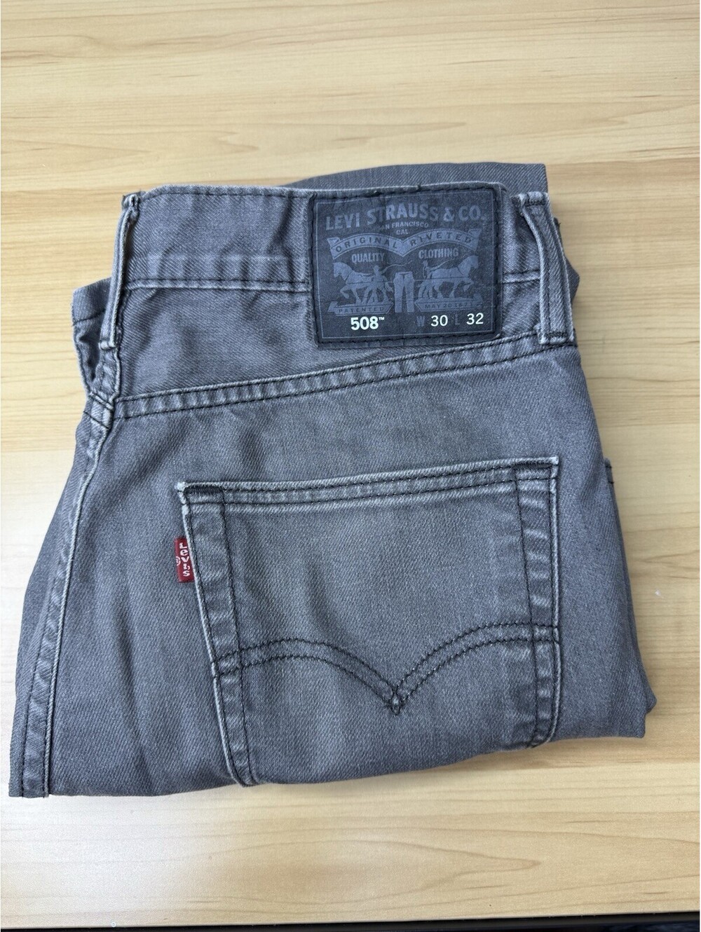 Levis 508 Jeans Mens 30x32 Gray Denim Regular Fit Straight Leg Adult.7/A14